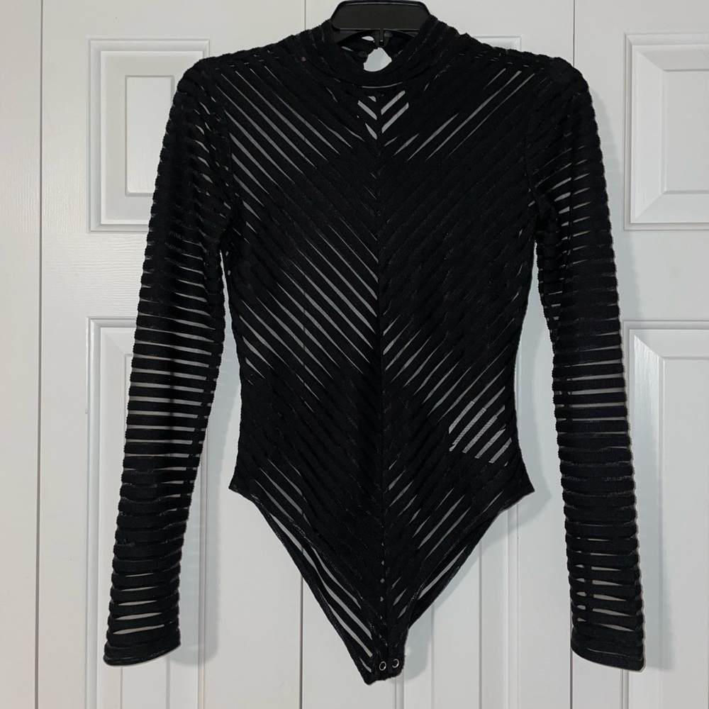 Forever 21 striped mesh bodysuit